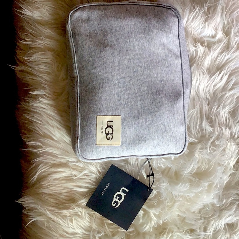 Grey Ugg travel set blanket eye cover bag
